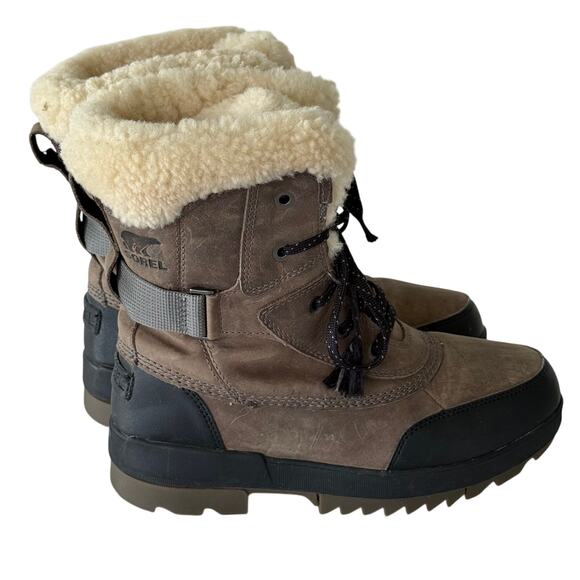 Sorel Torino Parc Women’s snow boots size 9 taupe leather shearling boots - Picture 1 of 12
